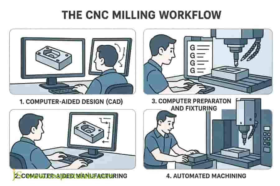 precision cnc milling workflow steps